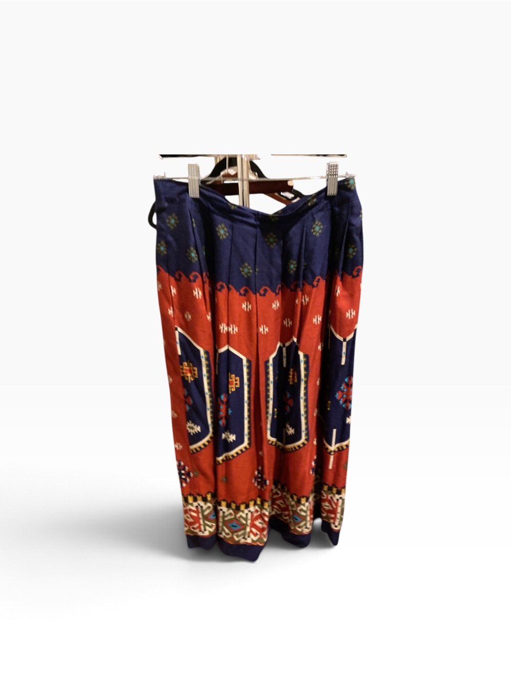 Printed Midi Skirt in Navy and Rust